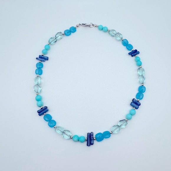 ๐ Semi-Precious Coastal Blue Gemstone Necklace by Wonder & Waves - Picture 1 of 3